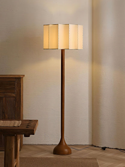 Hakka Floor Lamp LED Oak Base Indoor Lighting Beige Shade