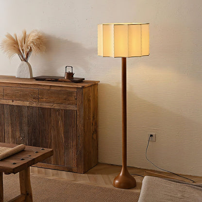 Hakka Floor Lamp LED Oak Base Indoor Lighting Beige Shade