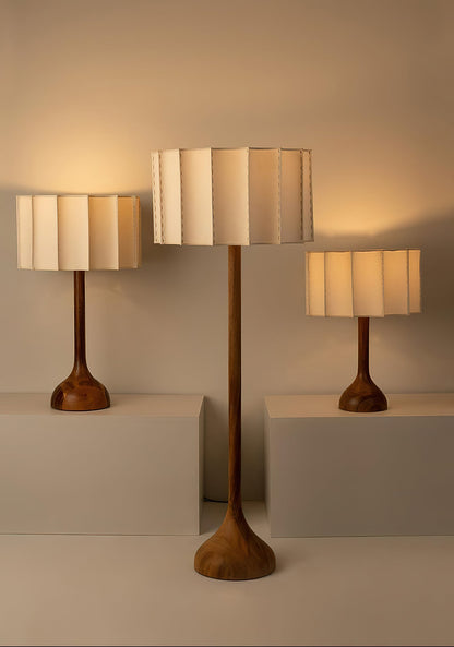 Hakka Floor Lamp LED Oak Base Indoor Lighting Beige Shade