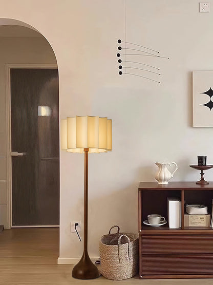 Hakka Floor Lamp LED Oak Base Indoor Lighting Beige Shade