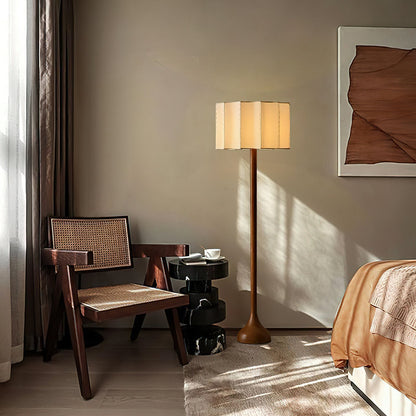 Hakka Floor Lamp LED Oak Base Indoor Lighting Beige Shade