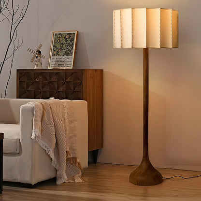 Hakka Floor Lamp LED Oak Base Indoor Lighting Beige Shade
