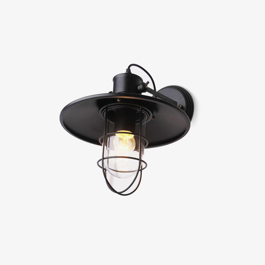 Harbour Industrial Wall Light - Clear Glass, Black Metal, LED
