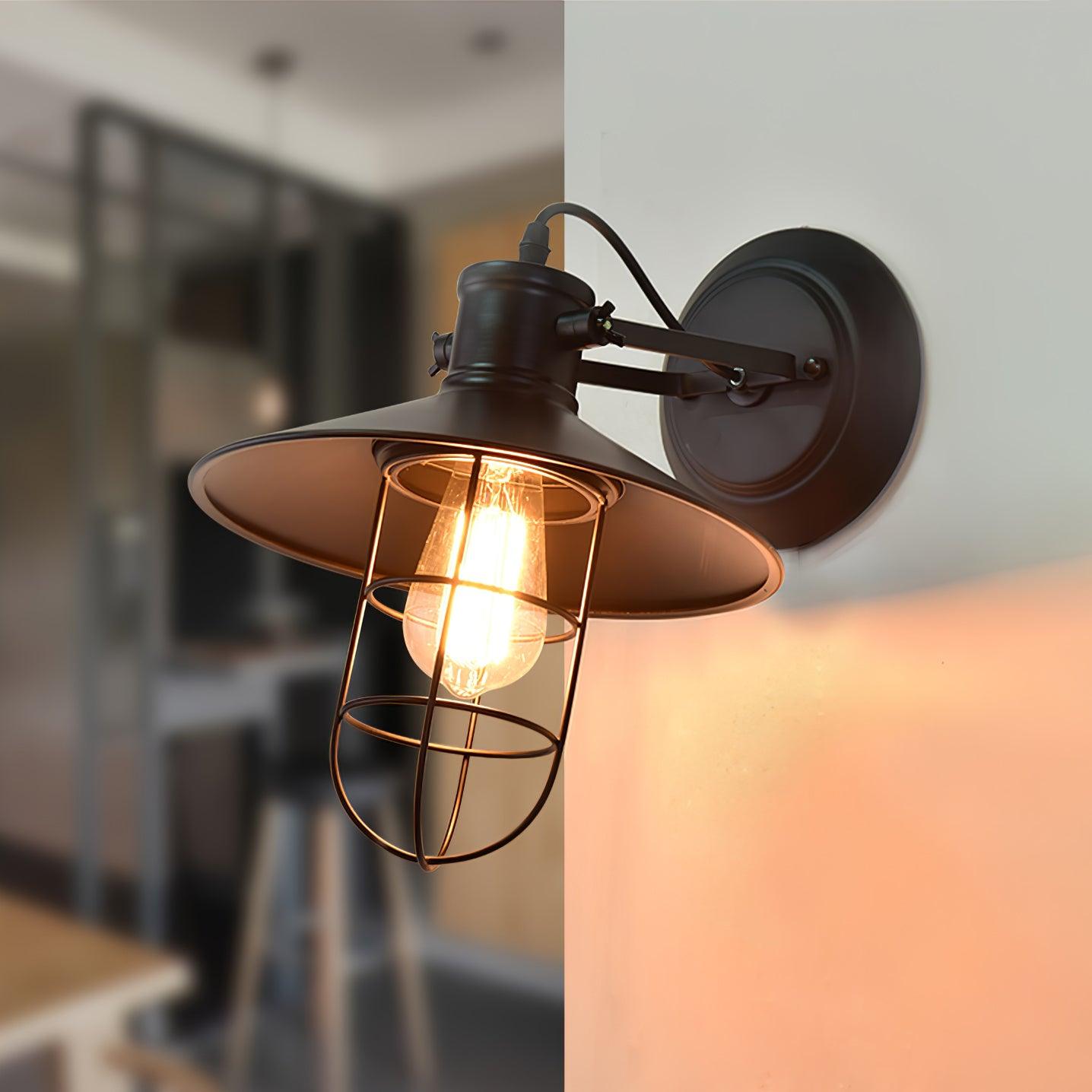 Harbour Industrial Wall Light - Clear Glass, Black Metal, LED