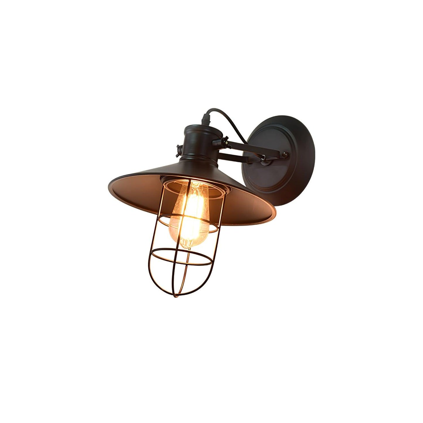 Harbour Industrial Wall Light - Clear Glass, Black Metal, LED