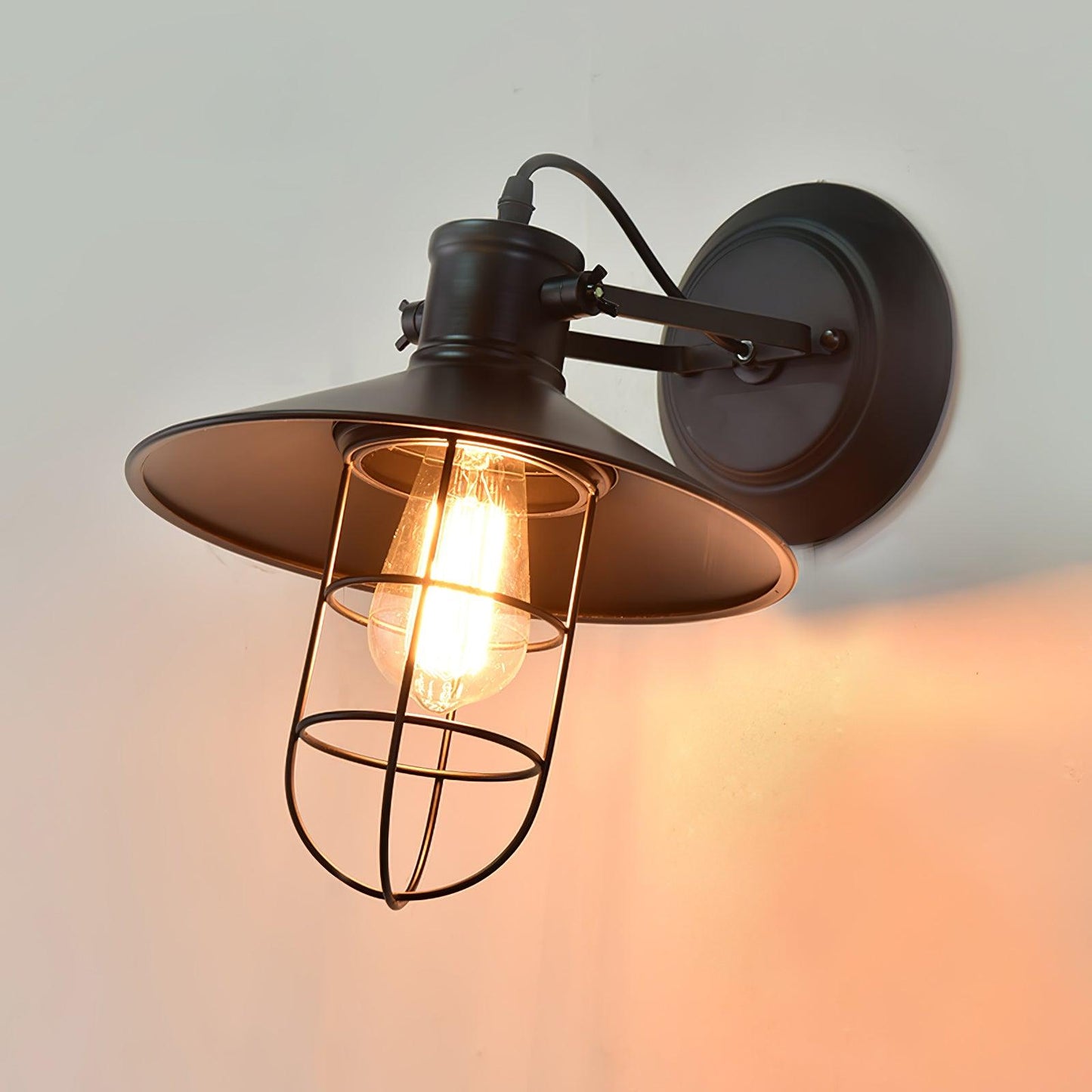 Harbour Industrial Wall Light - Clear Glass, Black Metal, LED
