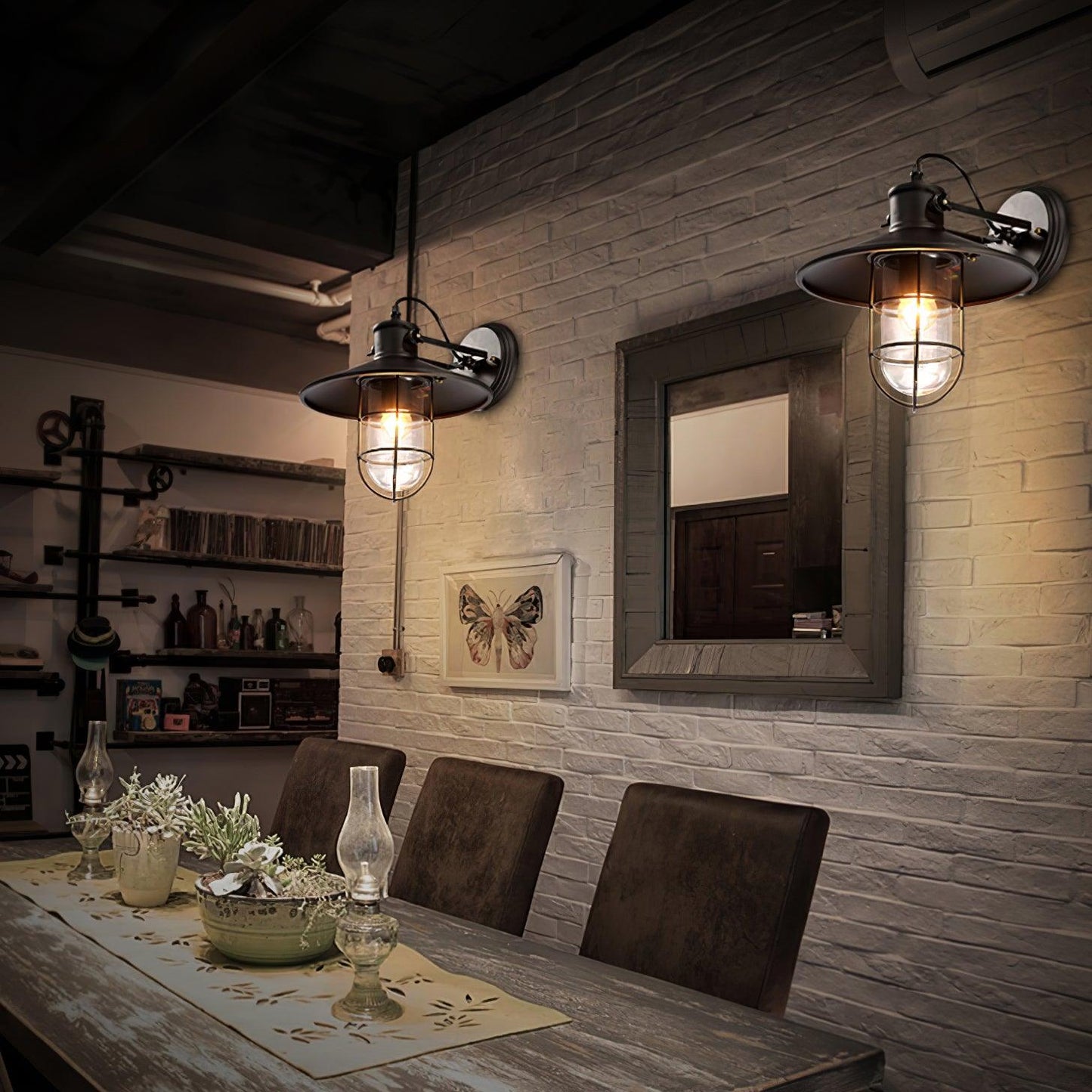 Harbour Industrial Wall Light - Clear Glass, Black Metal, LED