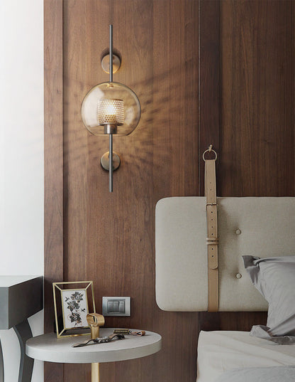 Thatcher Modern Honeycomb Wall Sconce – Brass & Glass Elegance