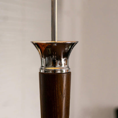 Helmet Floor Lamp with LED Chrome Shade and Walnut Base