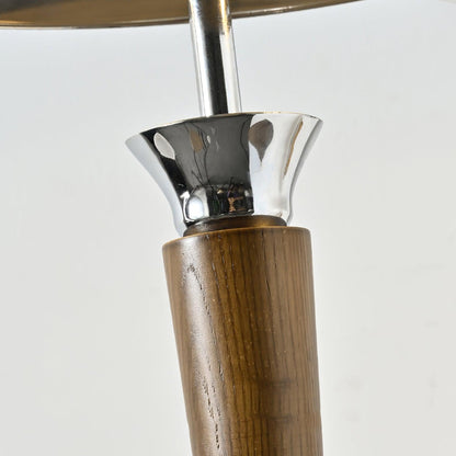 Helmet Floor Lamp with LED Chrome Shade and Walnut Base