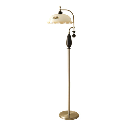 Heritage Bloom Floor Lamp with LED Shade - Vintage Design