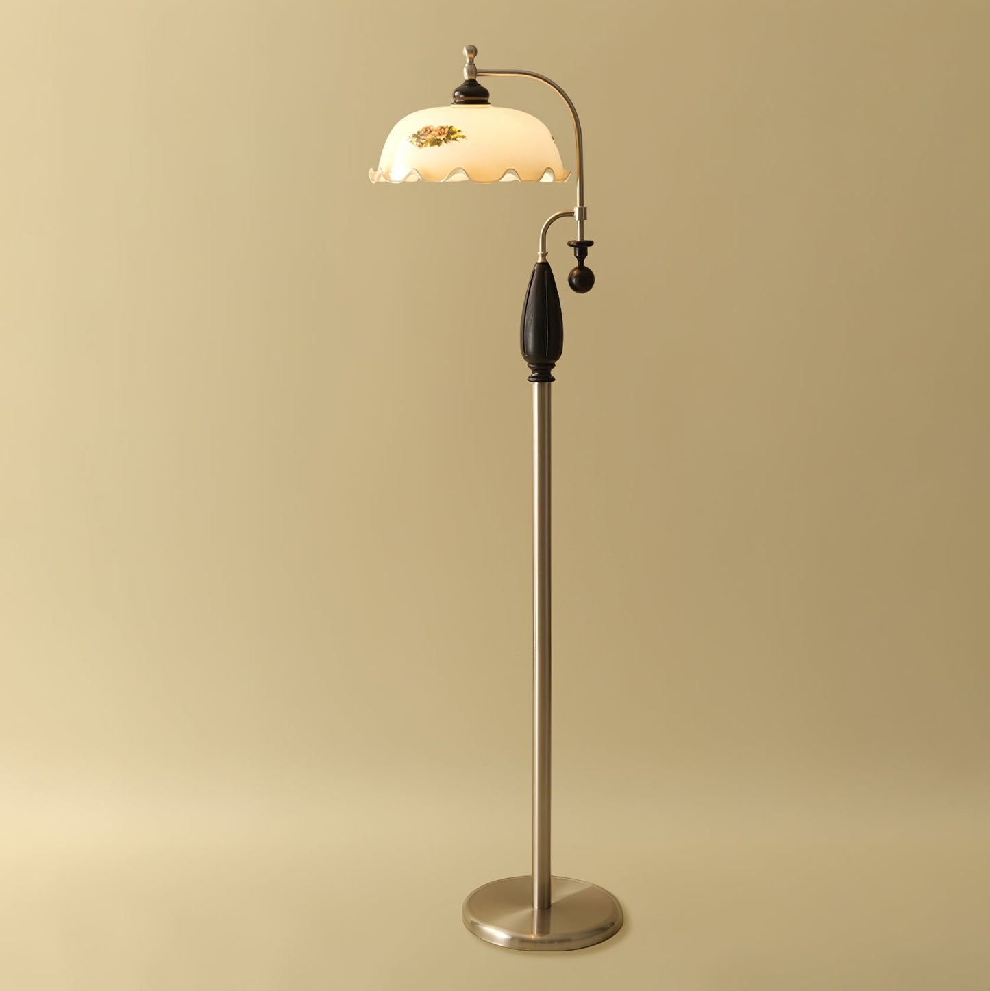 Heritage Bloom Floor Lamp with LED Shade - Vintage Design