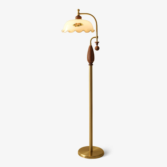 Heritage Bloom Floor Lamp with LED Shade - Vintage Design