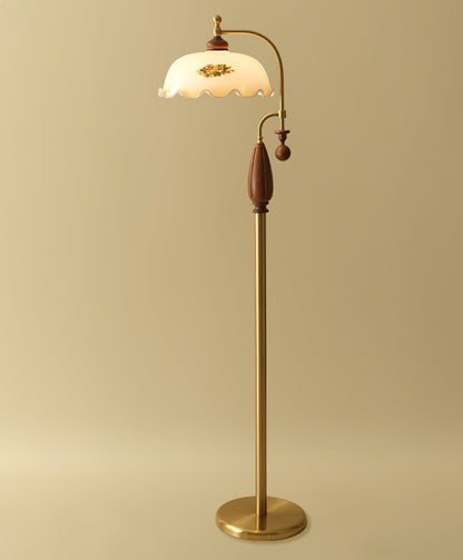Heritage Bloom Floor Lamp with LED Shade - Vintage Design