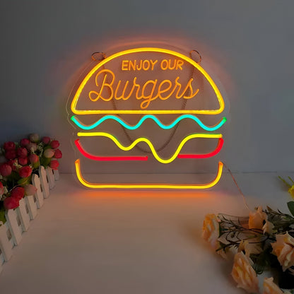 Fast Food Neon Sign - Colorful USB LED Night Light
