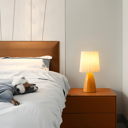 ConePleated Table Lamp - LED Ceramic Milkshake Desk Light
