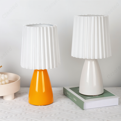 ConePleated Table Lamp - LED Ceramic Milkshake Desk Light
