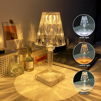 CrystalGlow LED Crystal Table Lamp Projection Night Light