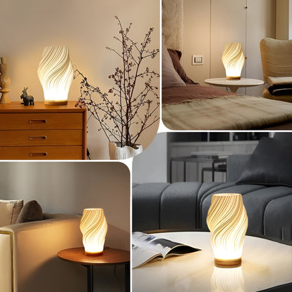DreamWave - Modern Cream 3D Wave Lamp with Metal Base