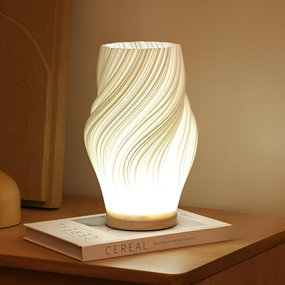 DreamWave - Modern Cream 3D Wave Lamp with Metal Base
