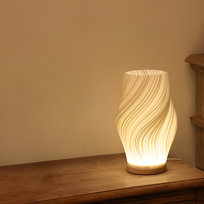 DreamWave - Modern Cream 3D Wave Lamp with Metal Base