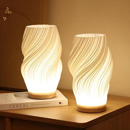 DreamWave - Modern Cream 3D Wave Lamp with Metal Base