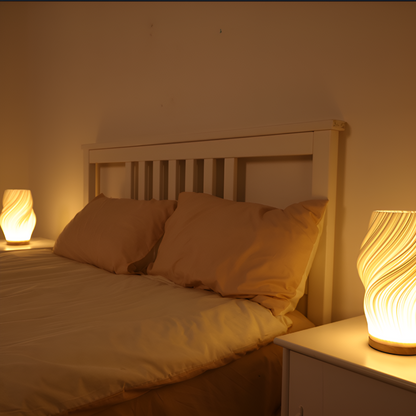 DreamWave - Modern Cream 3D Wave Lamp with Metal Base