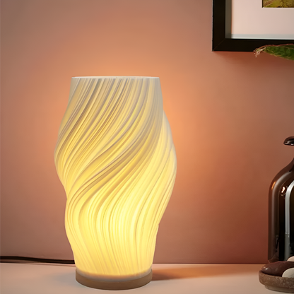 DreamWave - Modern Cream 3D Wave Lamp with Metal Base