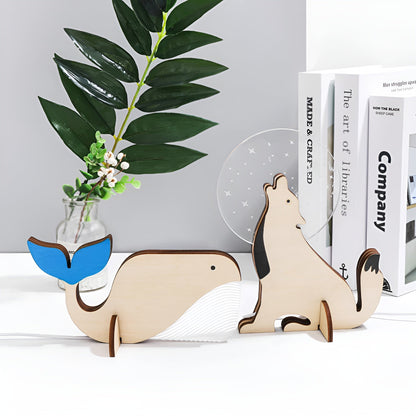 Wildlife Lamp - Wooden Acrylic Animal LED Night Light