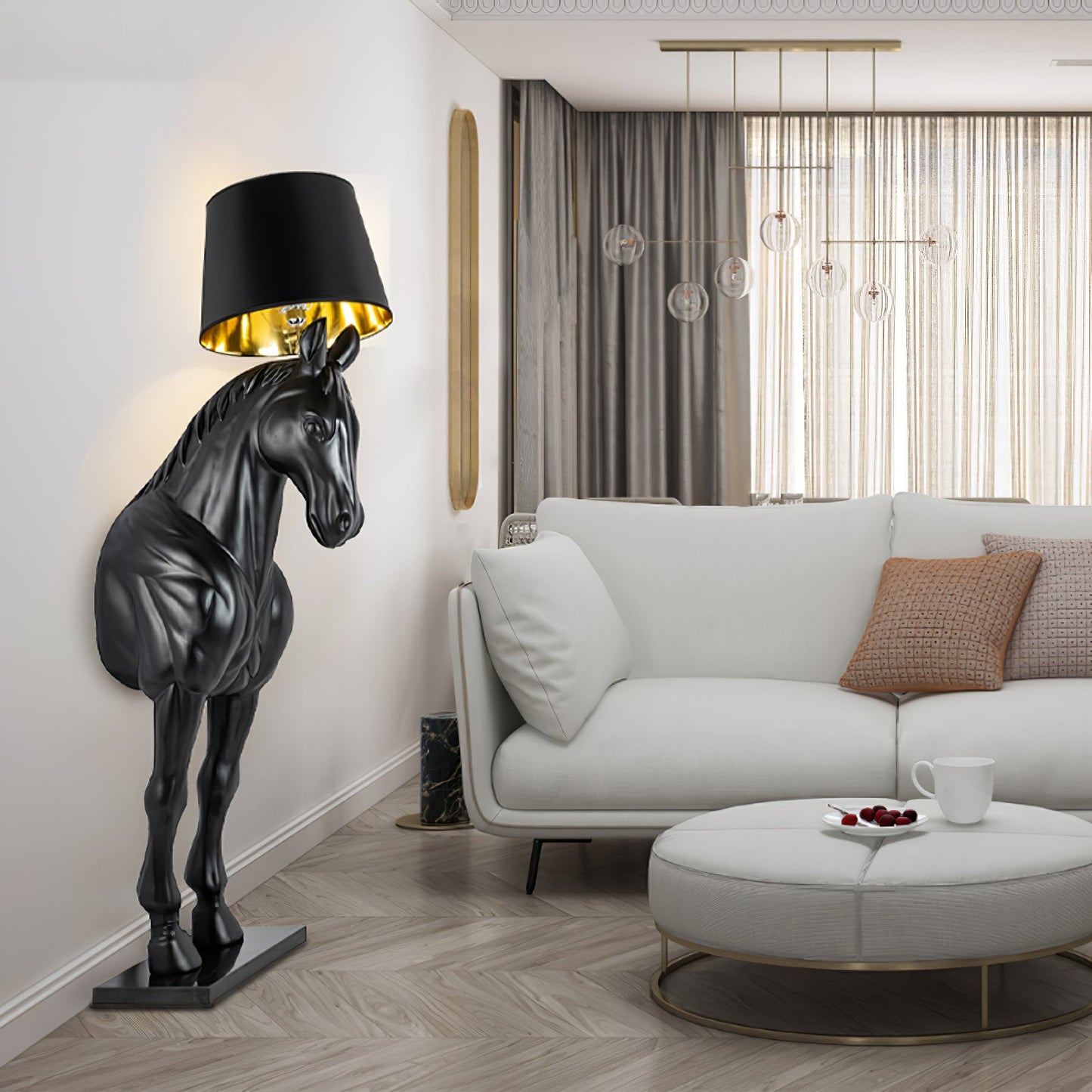 Horse Statue Floor Lamp with LED Light - Indoor Decor