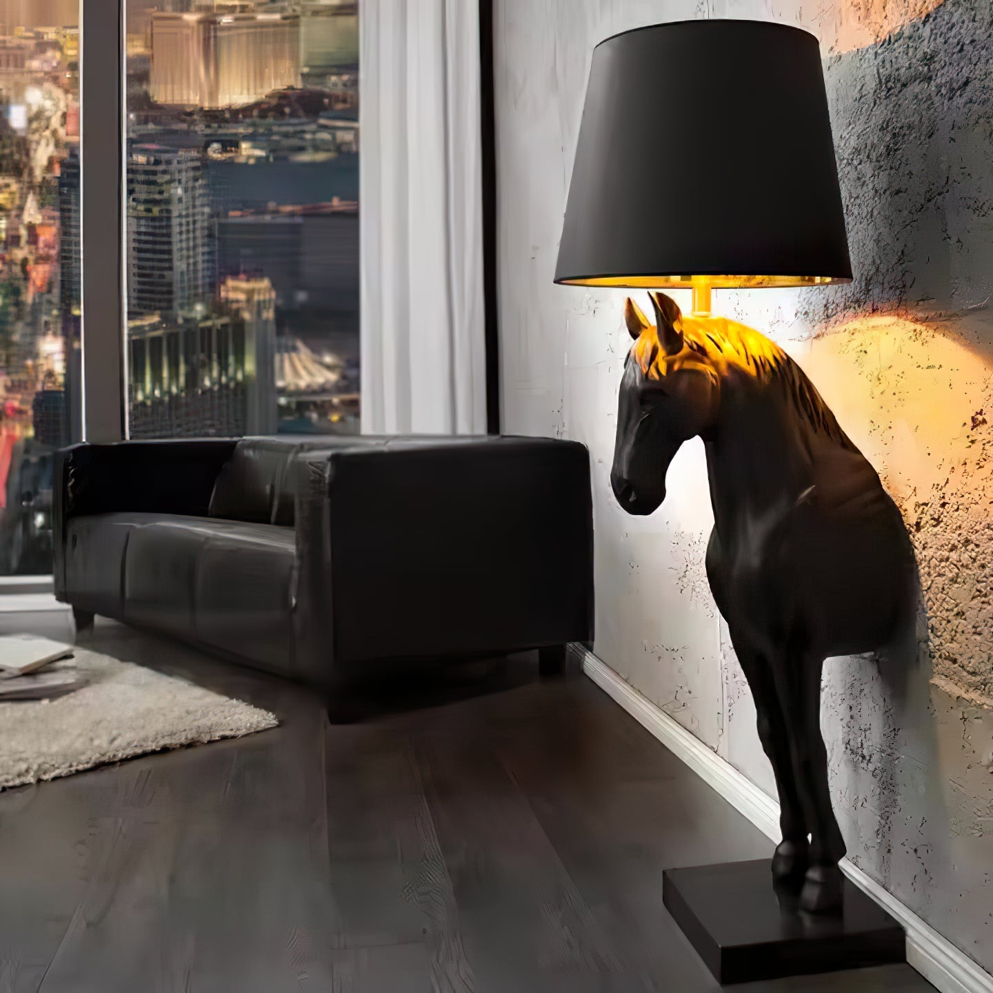 Horse Statue Floor Lamp with LED Light - Indoor Decor