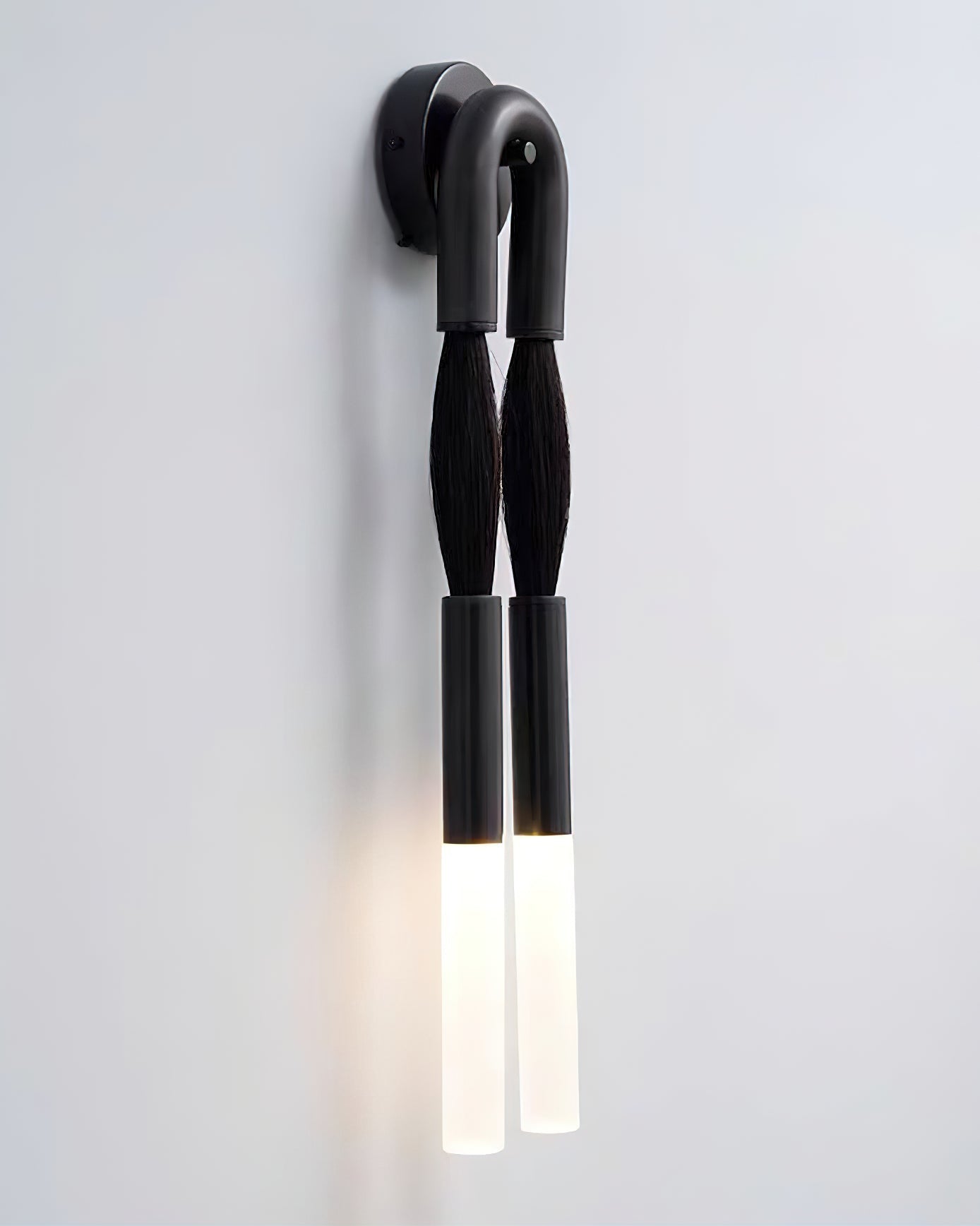 Horsehair Wall Lamp with Wrought Iron and Glass Design