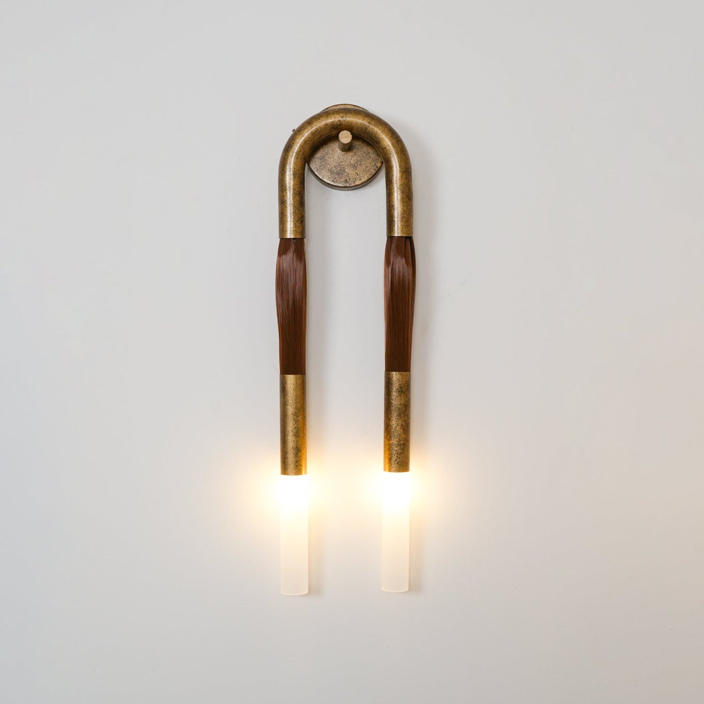 Horsehair Wall Lamp with Wrought Iron and Glass Design