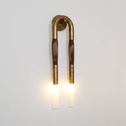 Horsehair Wall Lamp with Wrought Iron and Glass Design