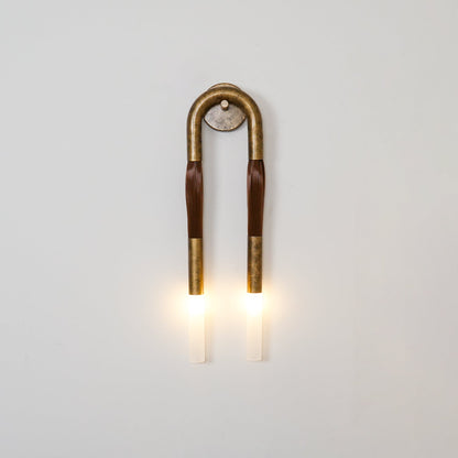 Horsehair Wall Lamp with Wrought Iron and Glass Design