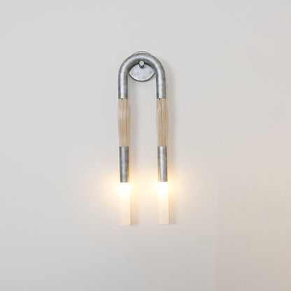 Horsehair Wall Lamp with Wrought Iron and Glass Design