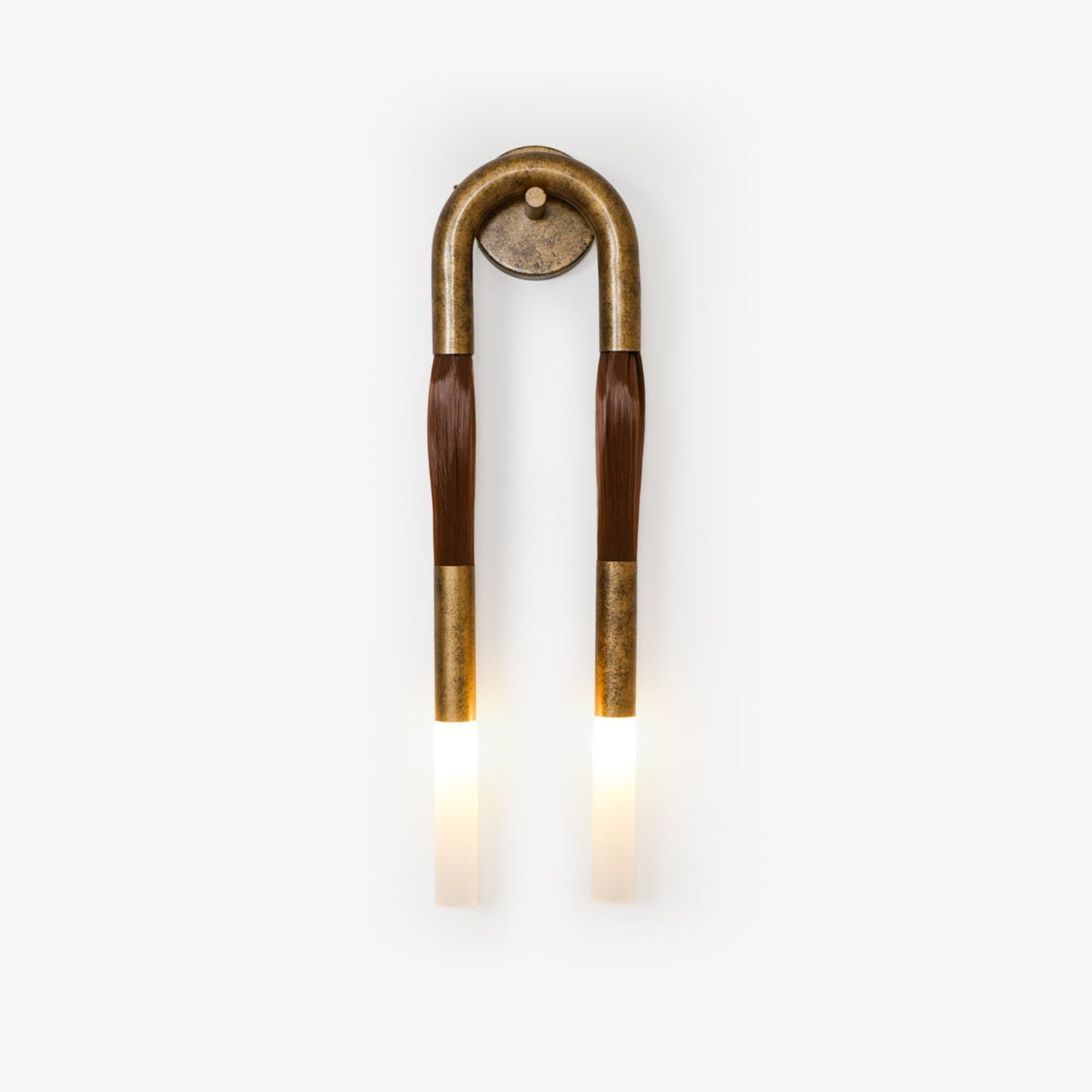 Horsehair Wall Lamp with Wrought Iron and Glass Design