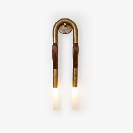 Horsehair Wall Lamp with Wrought Iron and Glass Design