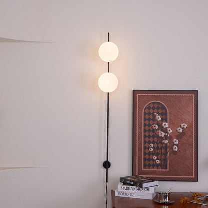 Houseof Plug-in Wall Light with White Glass Shade LED