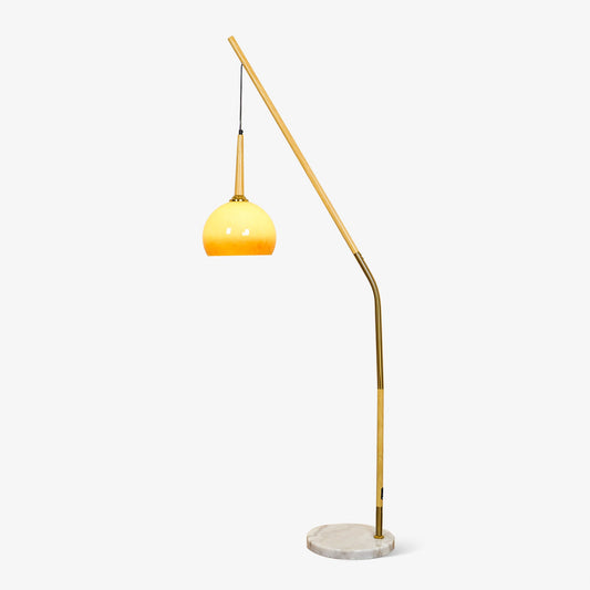 Hulusi Hanging Floor Lamp with Orange Shade and Marble Base