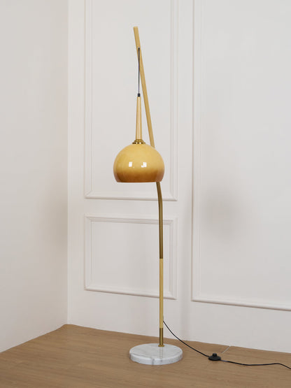 Hulusi Hanging Floor Lamp with Orange Shade and Marble Base
