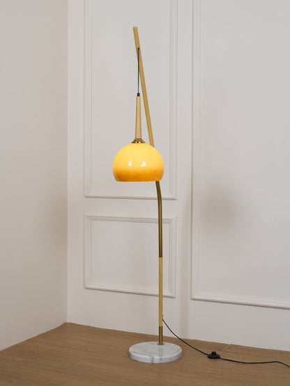 Hulusi Hanging Floor Lamp with Orange Shade and Marble Base