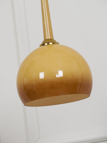 Hulusi Hanging Floor Lamp with Orange Shade and Marble Base