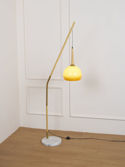 Hulusi Hanging Floor Lamp with Orange Shade and Marble Base