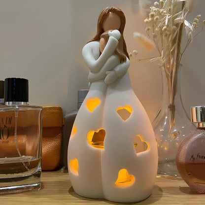 Figurative Candle Holder - Embrace - Mother Daughter - Flickering Light