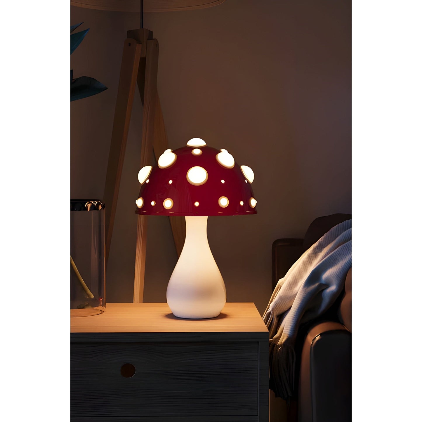 Decorative Mushroom Table Lamp - Dimmable LED Light, USB-C