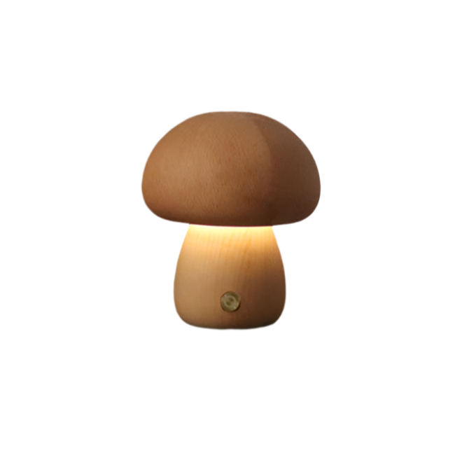 Frendorf Wooden Mushroom Table Lamp LED Rechargeable