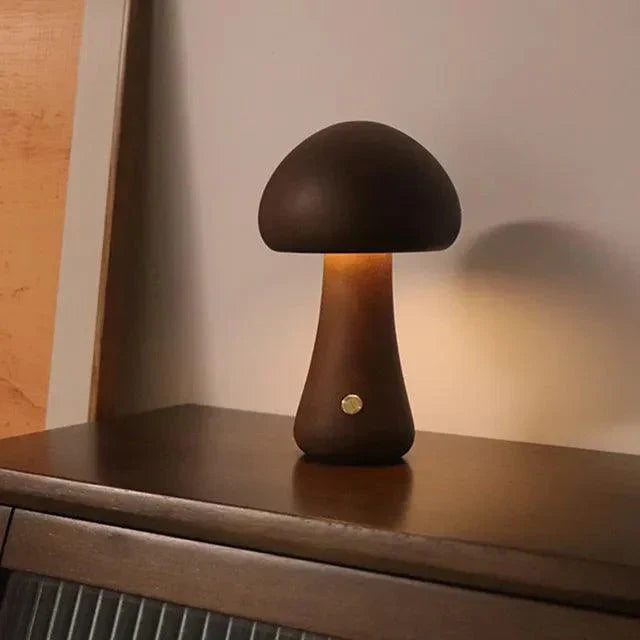Mushglow Wireless Mushroom Lamp | Wood & Foam, Dimmable, USB Rechargeable