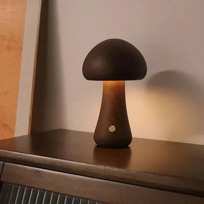 Mushglow Wireless Mushroom Lamp | Wood & Foam, Dimmable, USB Rechargeable