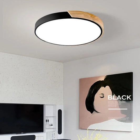 Nordic Wooden Macaroon Circular LED Ceiling Light